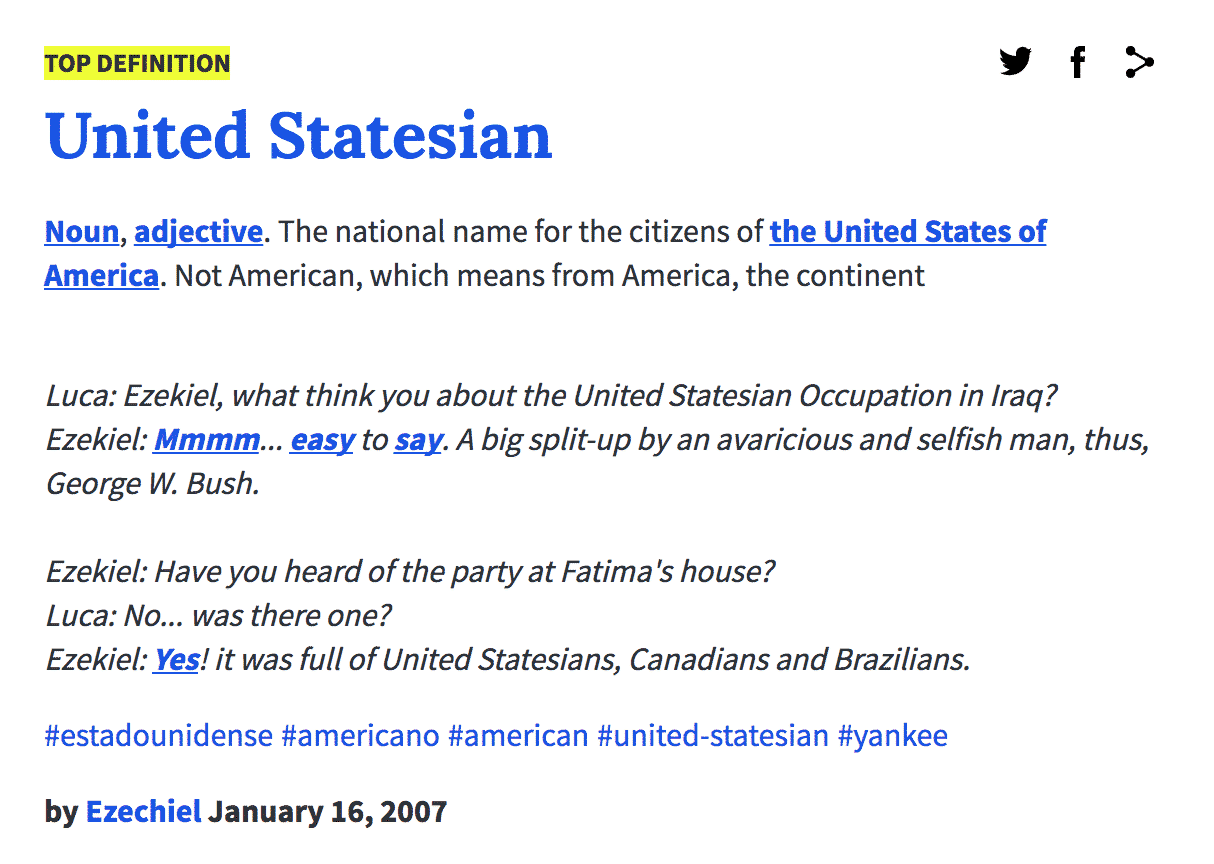 Urban Dictionary Definición: Estados Unidos