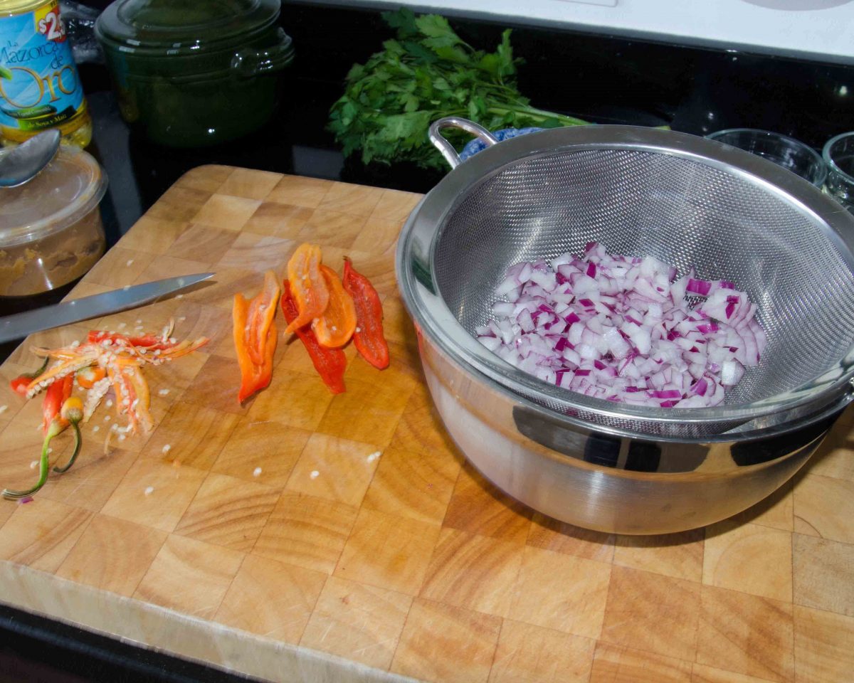 Preparing Ingredients for Ecuadorian Hot Sauce