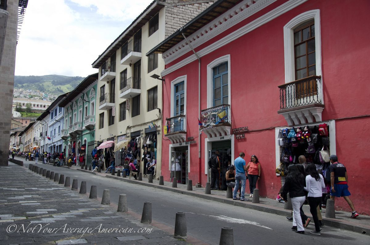 Colorful buildings, Quito Historic Center, Ecuador 