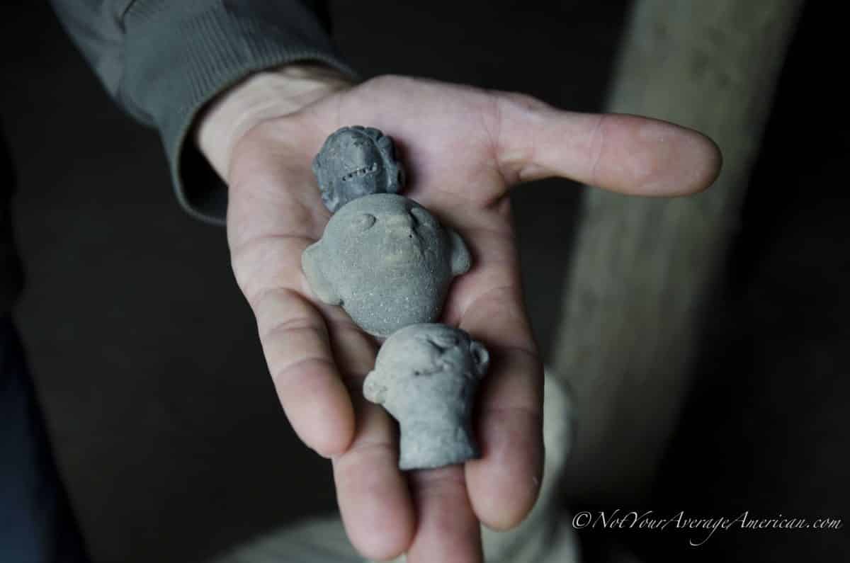 Different examples of head shaped figures, Chirije Lodge, Manabi, Ecuador