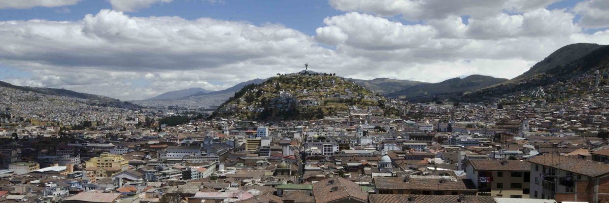 Quito with view of the Panecillo, from La Basilica del Voto Nacional