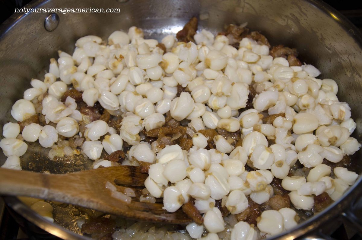 Add the mote and saute until everything is warm. Add the mote and saute until everything is warm.