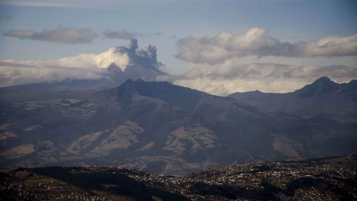 Cotopaxi and Quito as seen from the Teleferico, Ecuador