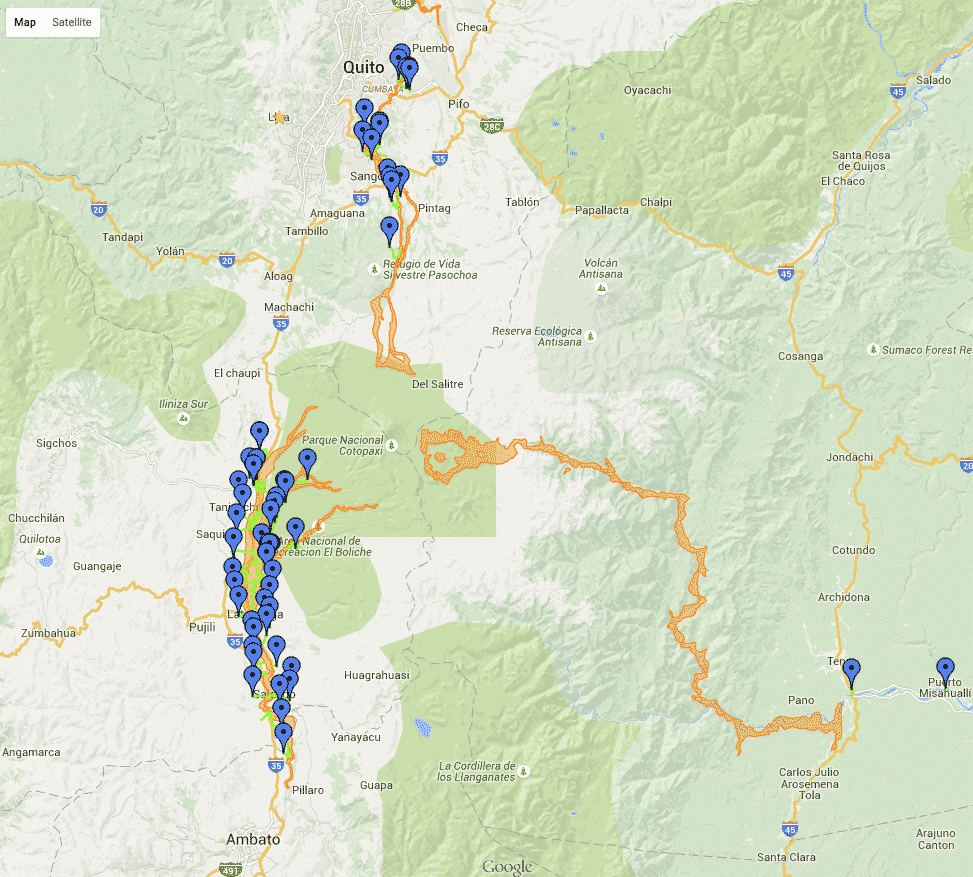 Map of possible Lahar Flows from Cotopaxi