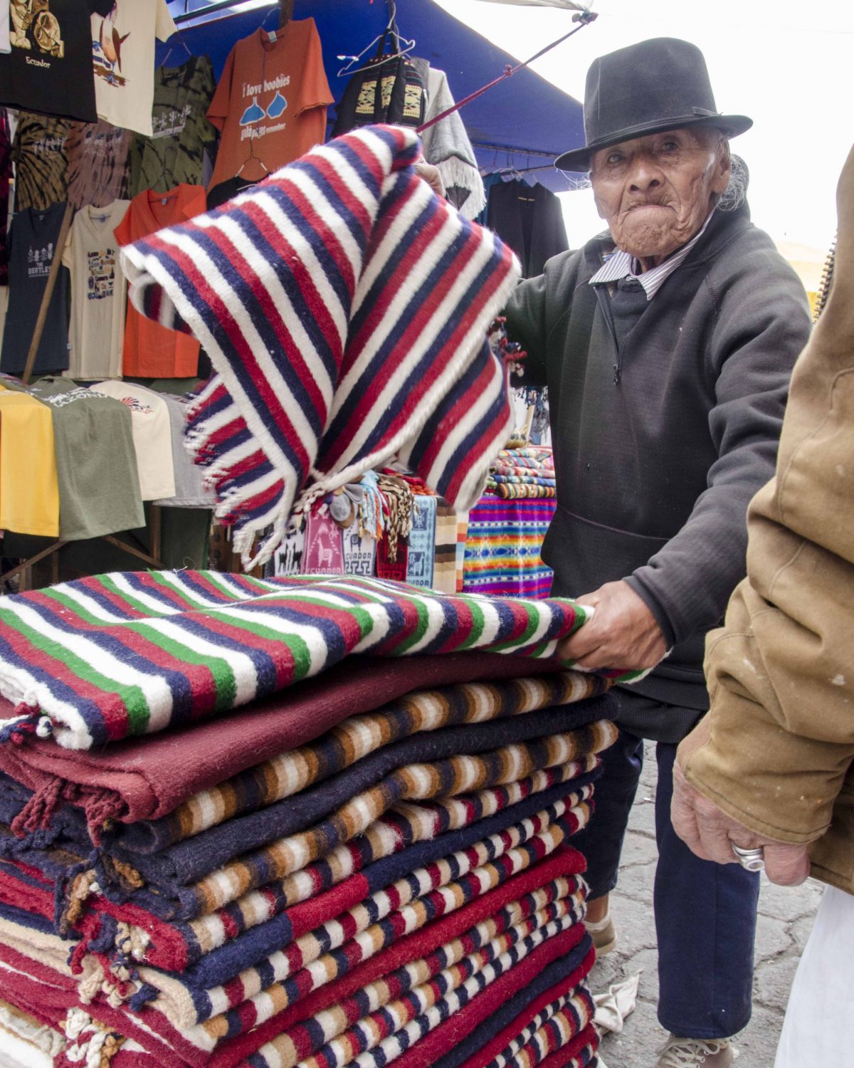 Vendor Selling Woolen Ponchos, Otavalo, Ecuador