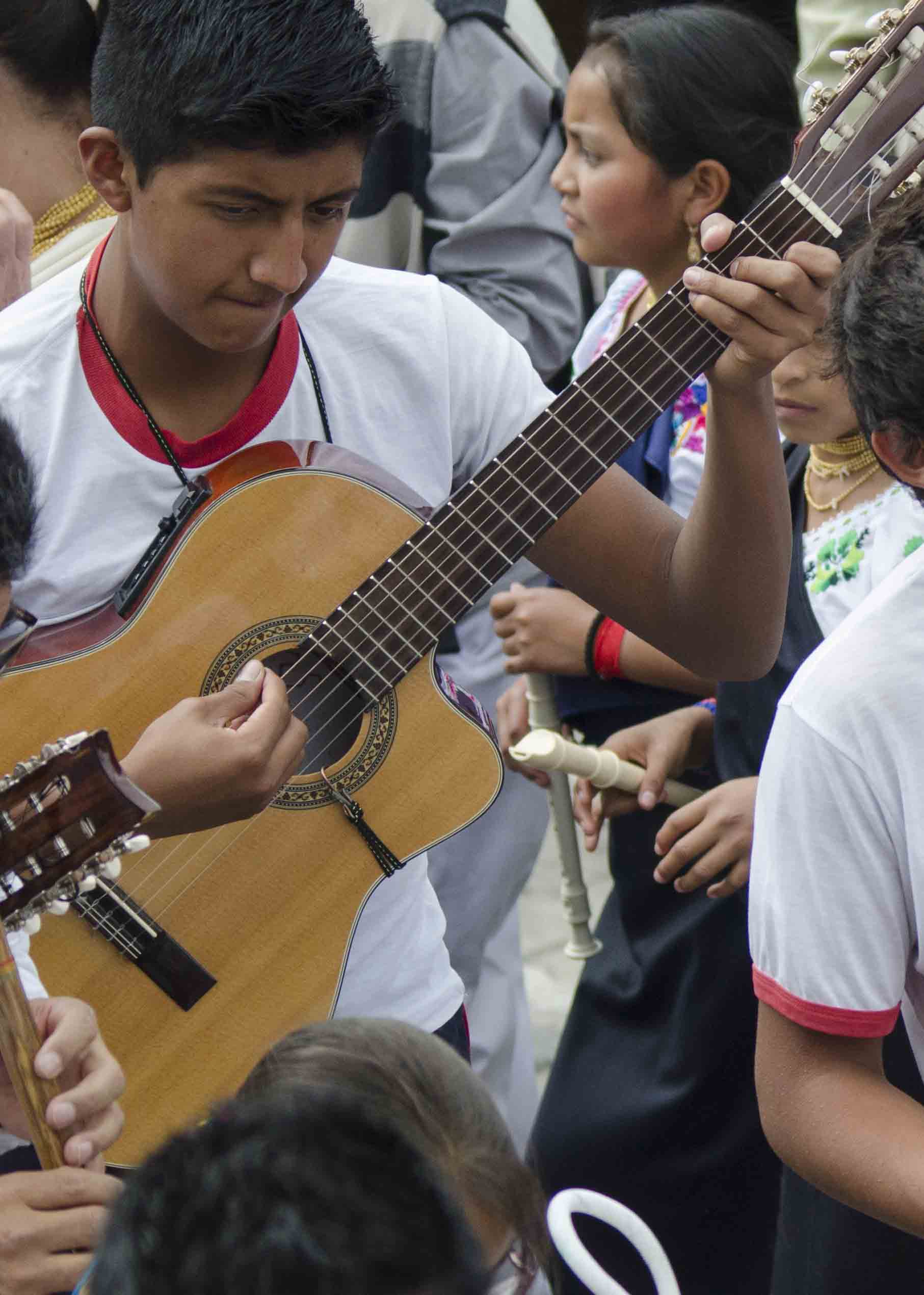 Guitar Player, Inti Raymi, Parade of Schools, Cotachi, Ecuador