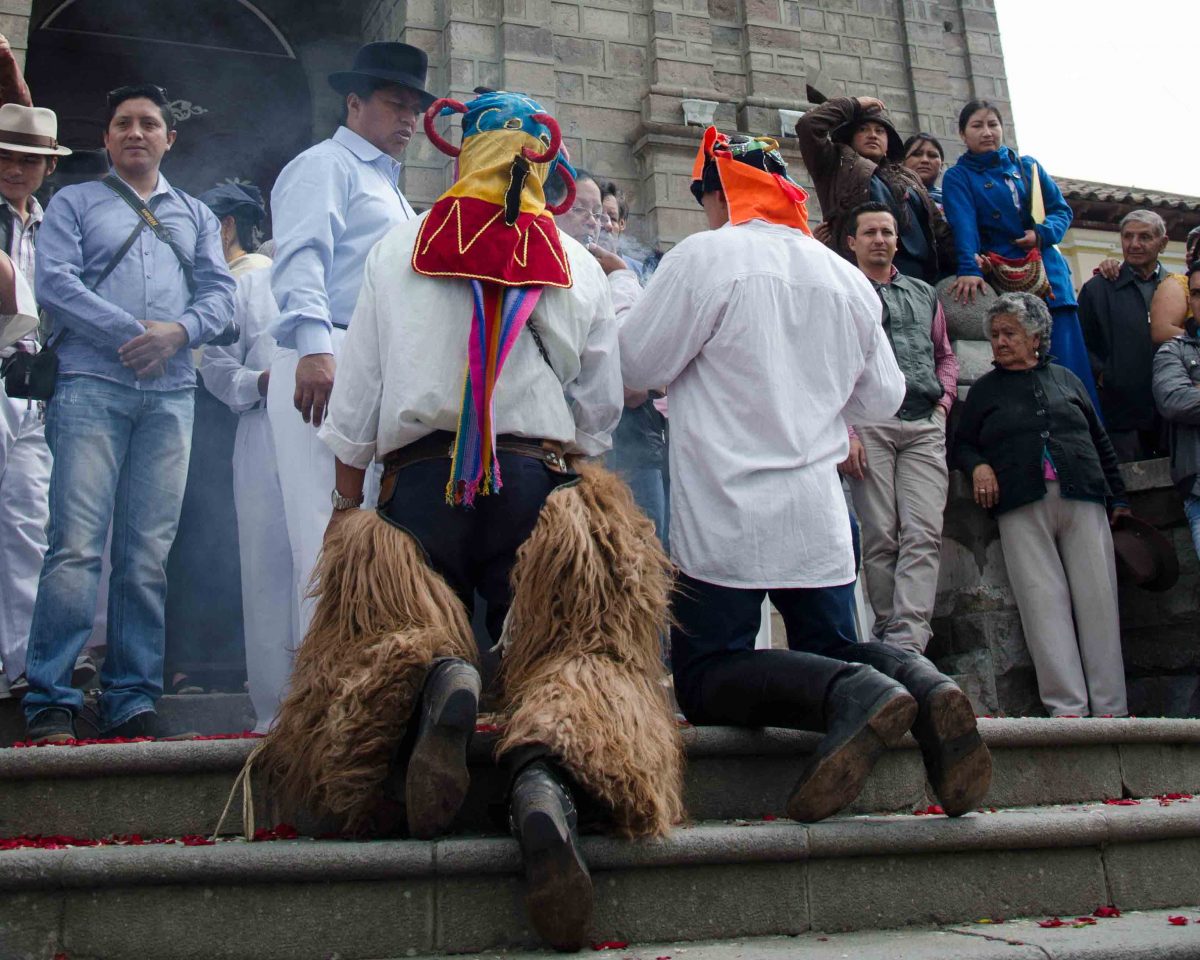 Blessing on the Church Steps, School Children Take of the Plaza, Cotacachi, Ecuador