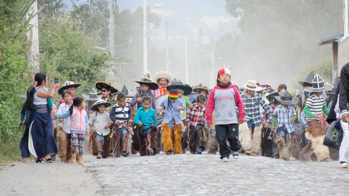 Arriving for The Taking of the Plaza, Intiraymi, Cotacachi, Ecuador | ©Angela Drake