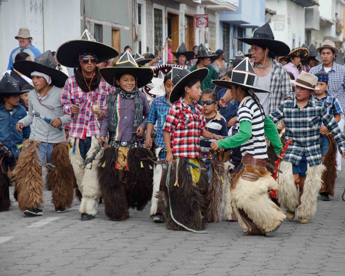 Dancers, Taking of the Plaza, School Children Day, Cotacachi, Ecuador