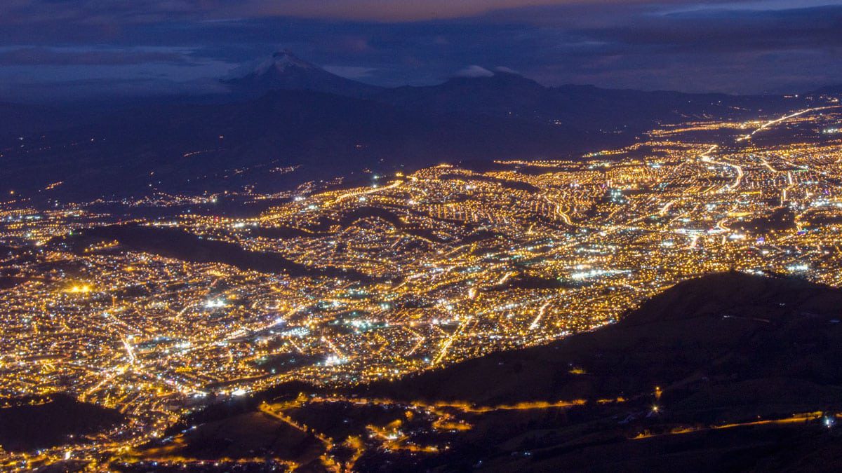Quito Quiz Image - Quito at Night from Teleferico