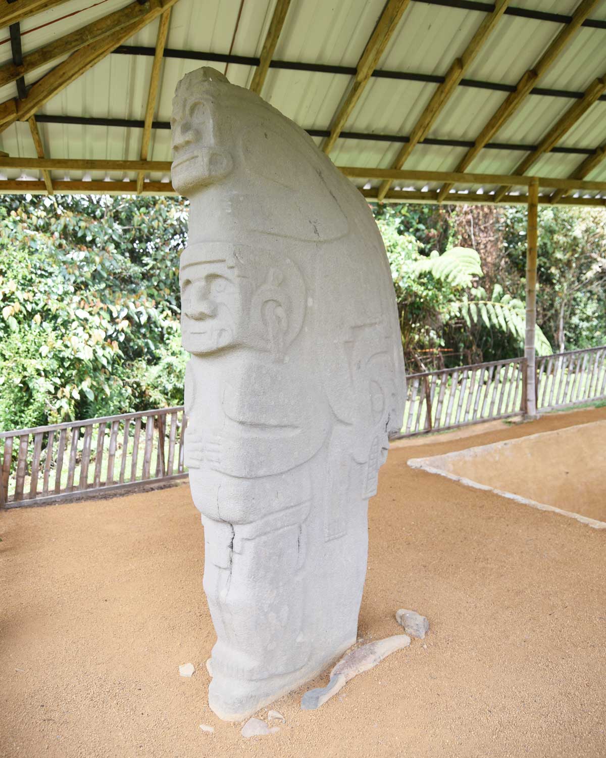 Interesting mix of animal and human characteristics on this statue; Alto de las Piedras, Isnos, Colombia | ©Angela Drake