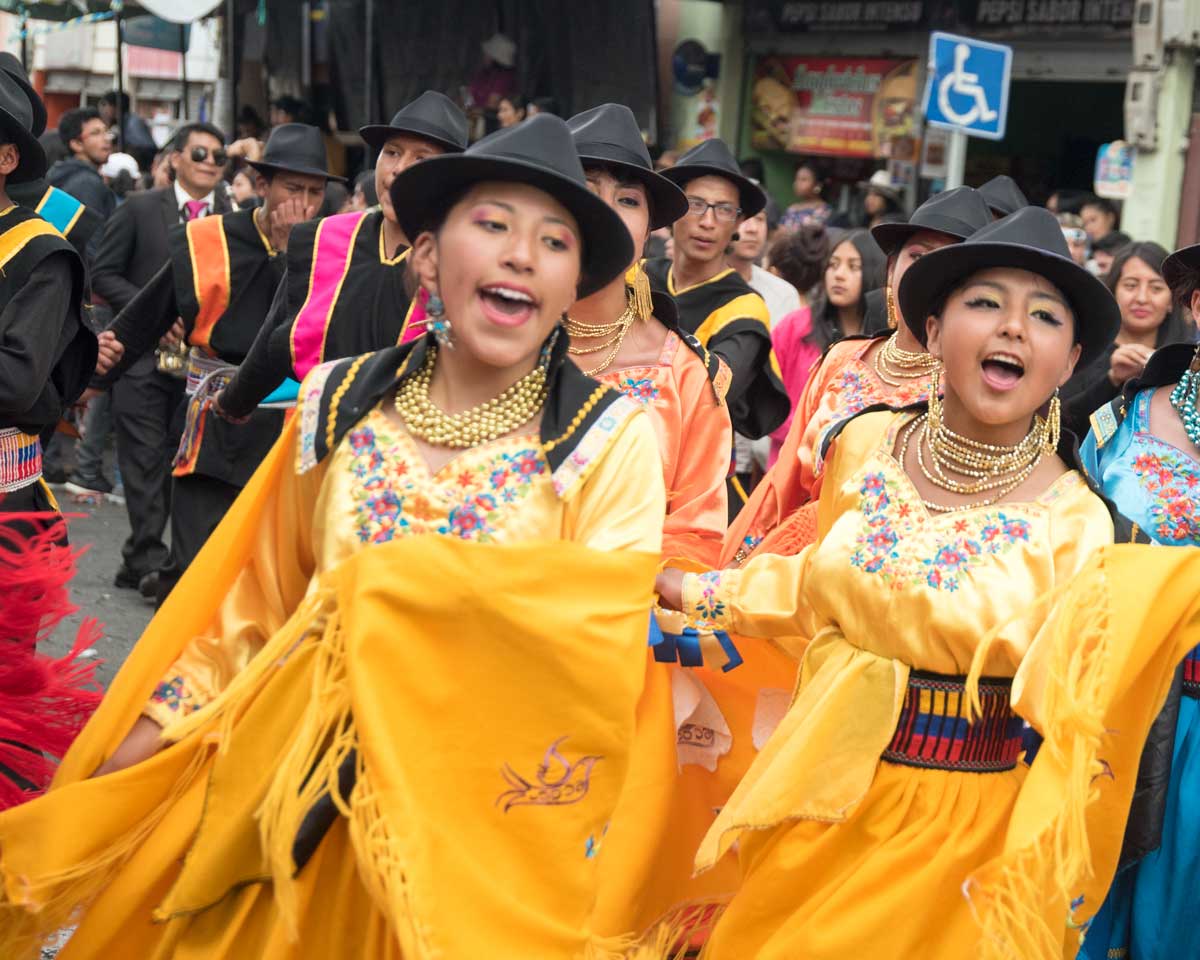 Folk Dancers, Mama Negra, Latacunga, Ecuador | ©Angela Drake