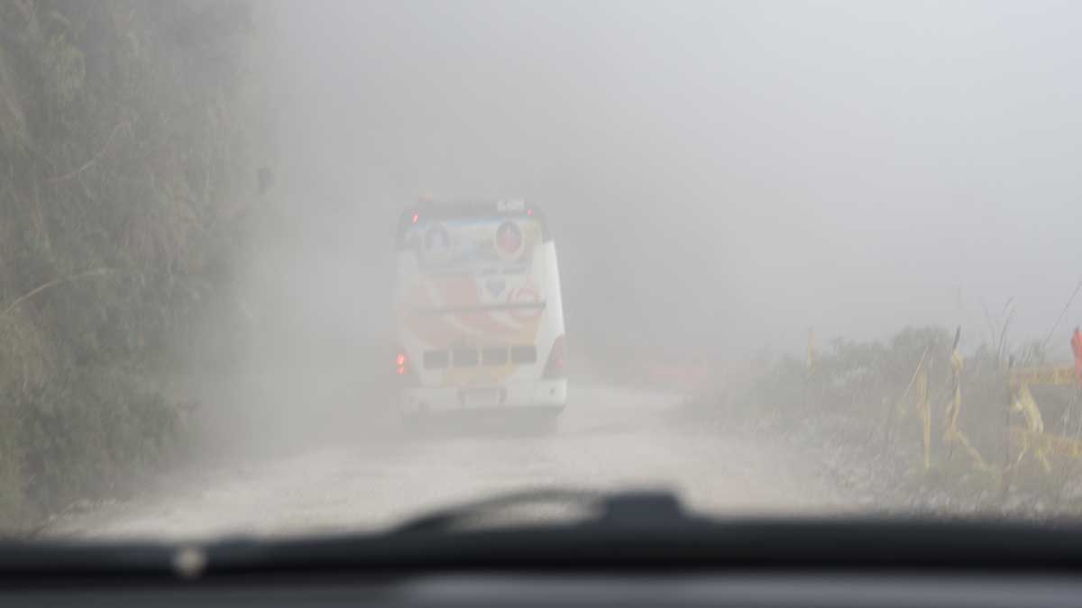 Following a bus on Highway 594 in Southern Ecuador | ©Angela Drake 