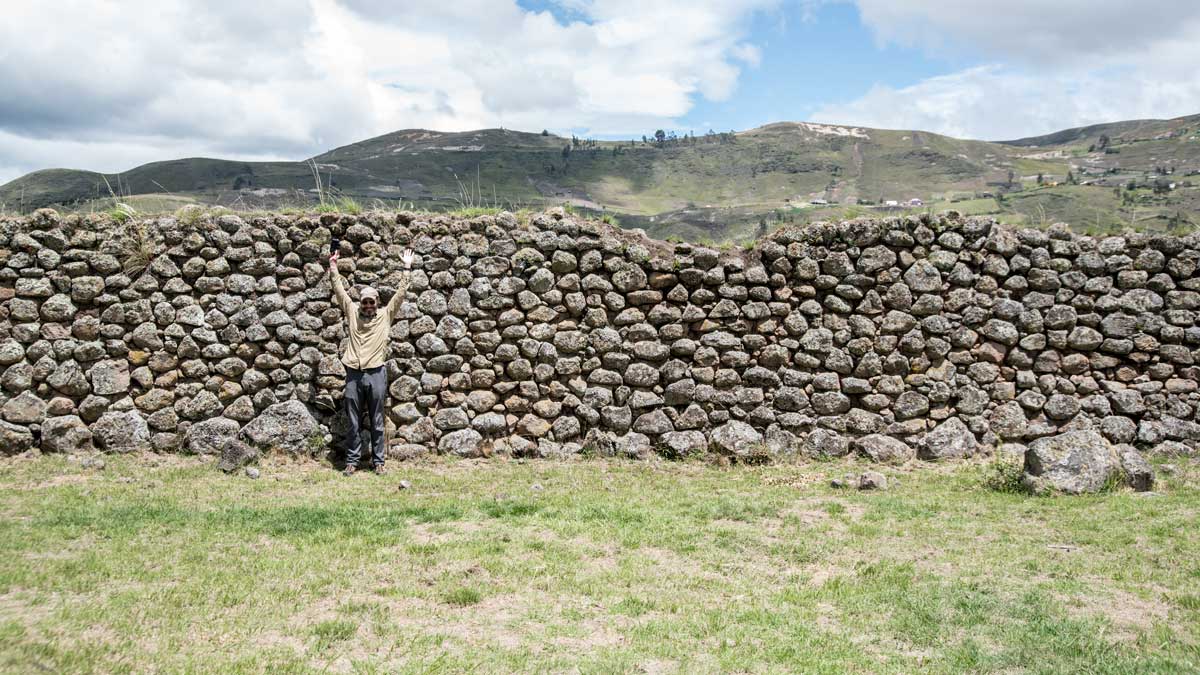 Scott and the Cañari Wall, Castillo de Duma, Chobshi, Sigsig, Ecuador | ©Angela Drake