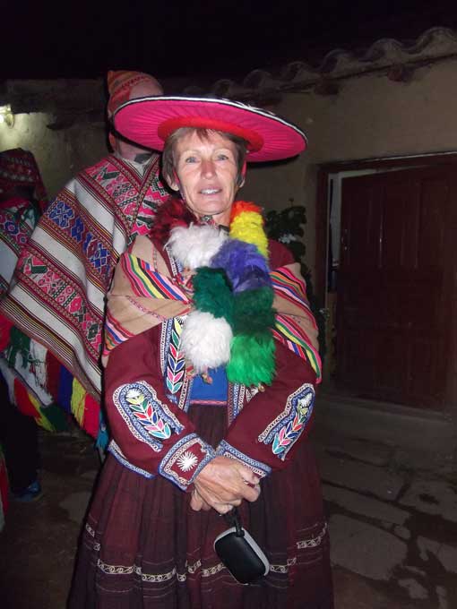 Author dressed in traditional clothing, Raqchi, Peru | ©Eleanor Hughes