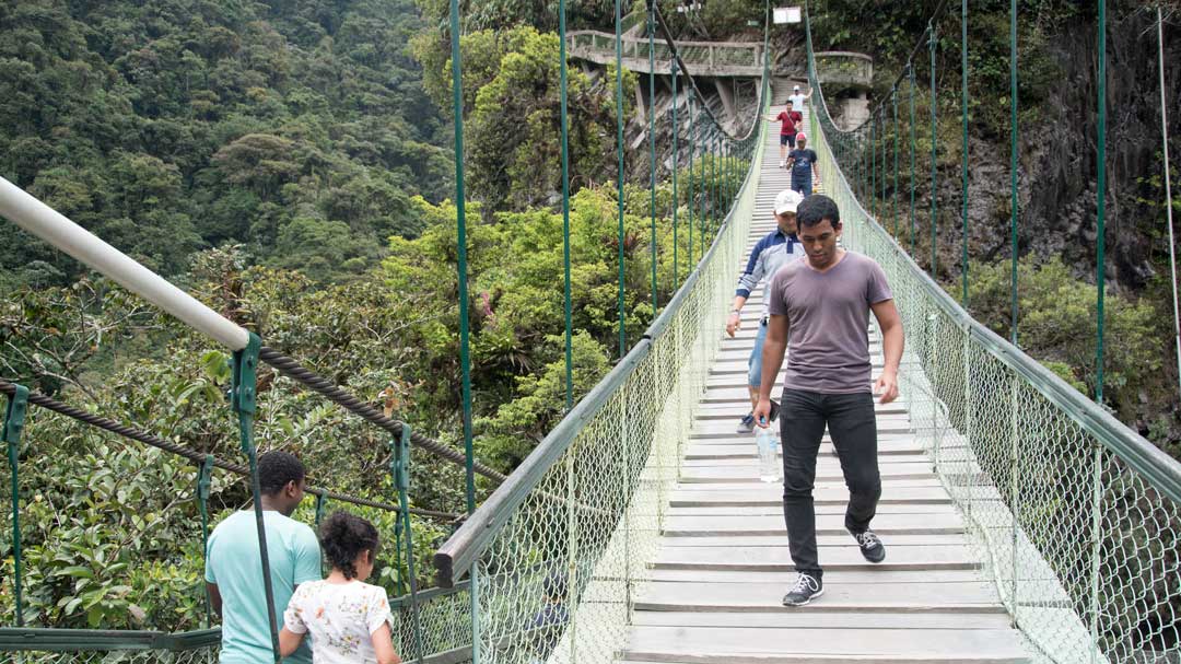 Pedestrian Bridge, Isla del Pailon, Rio Verde, Ecuador | ©Angela Drake