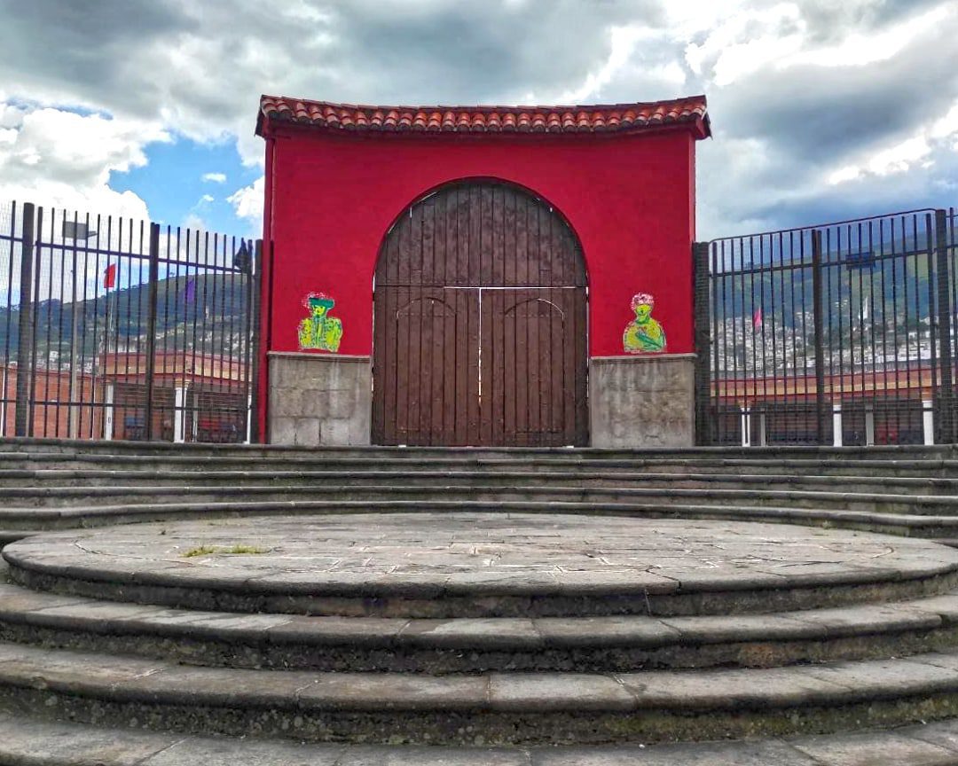 Entrance to the Traditional Bullfighting Ring of Plaza Belmonte is painted a bright red.