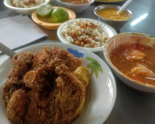 Fried fish and other dishes from Las Corvinas de Jimmy