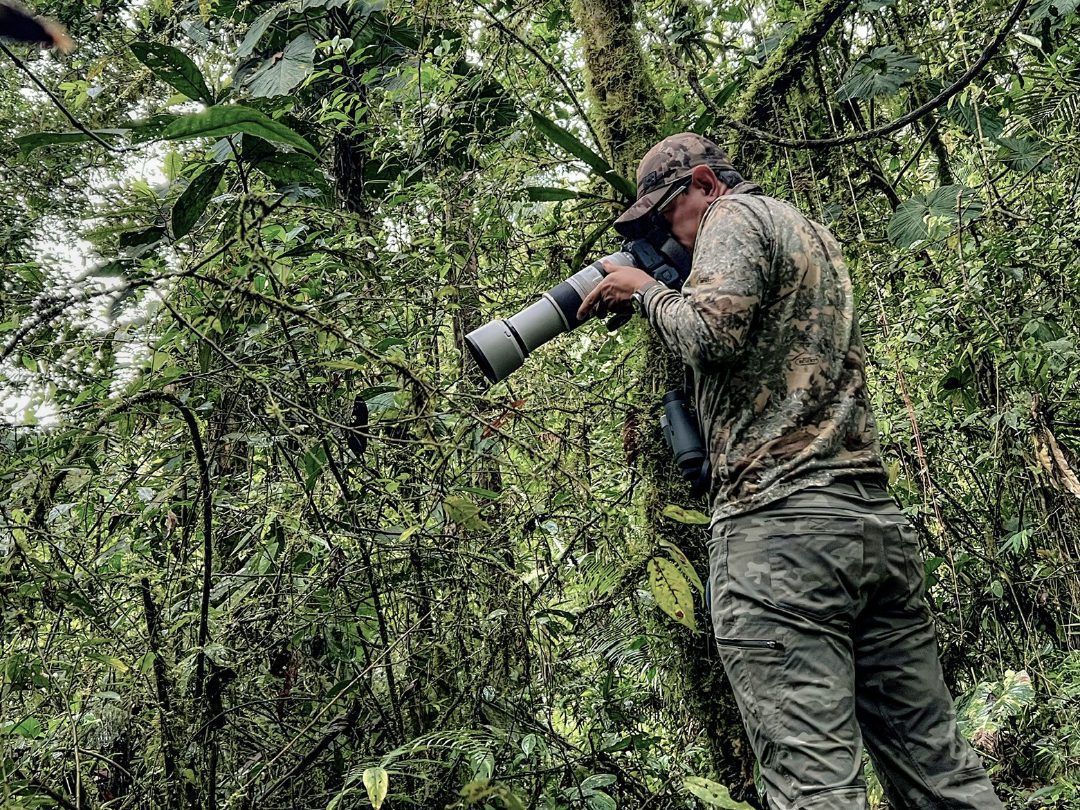 Photographer Antonio Jaramillo at work in the Cloud Forests of Ecuador