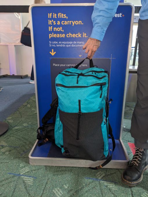 The ADC Backpack easily meets Southwest's carry on criteria.