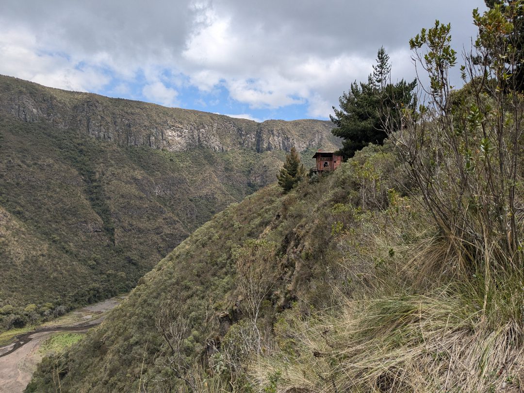 View from the hiking trail at Tambo Condor includes a cliff where condors nest.