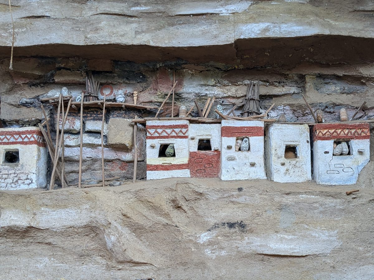 A representation of the mausoleums found at Laguna de los Condores near Leymebamba, Peru
